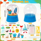 Summer Snow Globes Craft Kit - 8 Set DIY Plastic Snow Globe Craft with Mini Resin Coconut Trees, Make Your Own Party Favor Decor with Glitter for Classroom Activity Gift (Beach)