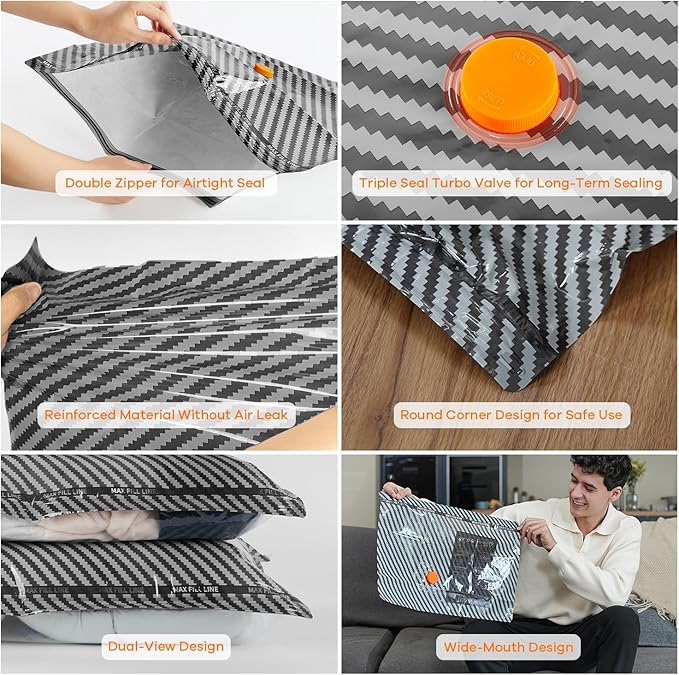 Travel Vacuum Storage Bags with Wireless Rechargeable Electric Pump, 20 Pack Travel Essentials Vacuum Seal Bags for Clothing, Space Saver Compression Packing Bags for Luggage, Suitcase, Backpack, Home