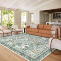 Botanical Floral Area Rug 8x10 Light Green Cream Vintage Garden Design, Perfect for Living Room, Bedroom, Kids Room, Nursery - Stain & Water Resistant Non-Slip, Pet & Child Friendly Area Rugs