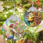 Jocidea Enchanting Fairy & Rose Stained Glass Hanging Decor - Christmas Tree Ornament - Gift for Women, Mom