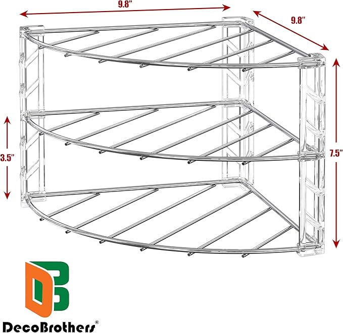 Deco Brothers 3-Tier Counter and Cabinet Corner Shelf Organizer, Chrome