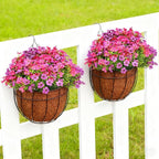 16 Bundles Artificial Flowers for Outdoor Realistic Faux Flower Spring Summer Garden Home Decoration, Hanging Daisy with Eucalyptus Leaves Fake Plants Greenery Balcony Porch Patio Front Door Decor