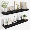 Fun Memories Bathroom Shelves 32 Inch Long Set of 2, Floating Shelves for Wall with Invisible Brackets, for Bedroom, Living Room, Kitchen, Black
