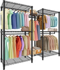 Heavy Duty Portable Closet Wardrobe Load 1874LBS,Metal Clothes Rack Garment Rack Free Standing Closet Organizers and storage with 8 Adjustable Shelves, 5 Hanging Rods 76.5"H x 73.6"L x 17.4"W