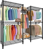 Heavy Duty Portable Closet Wardrobe Load 1874LBS,Metal Clothes Rack Garment Rack Free Standing Closet Organizers and storage with 8 Adjustable Shelves, 5 Hanging Rods 76.5"H x 73.6"L x 17.4"W