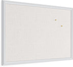 U Brands Farmhouse Bulletin Board, Linen Covered Corkboard with White Wood Frame, 30" x 20" (6711U00-01)