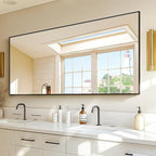 TRAHOME Bathroom Vanity Mirror for Wall, 60" x 30" Metal Framed Rectangular Bathroom Wall Mirror for Over Sink, HD Shatterproof Glass, Hangs Horizontally or Vertically(Black)