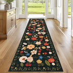 U'Artlines 2'6" x 10' Boho Runner Rug for Hallways Kitchen Colorful Floral Soft Non Slip Washable Floor Carpet Runners for Entryway Laundry Room Bathroom Green