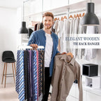 Tie Rack Belt Hanger for Closet Fitnice Upgraded Non Slip Tie Hanger Space Saving with 20 Foldable Hooks Wooden Belt Tie Organizer for Tank Tops Bras Cami Scarves