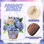 Barydat Summer Door Decorations Blue Hydrangea Wreaths Sign Flowers Floral Door Hanger Rustic Wooden Welcome Hanging Wreath Decorations for Summer Front Indoor Home Porch Wall Windows