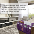 Armchair Caddy, Sofa Armrest Organizer with 14 Pockets, Waterproof Non Slip Recliner Remote Control Holder, Couch Chair Arm Storage for TV Remotes, Phone, iPad, Magazine, Books