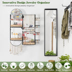 Keebofly Large Jewelry Organizer - Big Wall Mount Hanging Jewelry Holder Display for Earrings, Rings, Necklaces, Bracelets, Makeup, Perfume & Watches