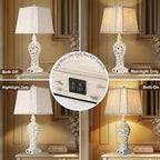 LuxSight Collection 32" Tall Table Lamps Set of 2 - Bedside Lamp with Fabric Shades - for Bedroom and Living Room with USB and Nightlight - Perfect for Nightstands and Bedrooms - Bulbs Included