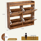 GarveeHome Shoe Cabinet Rattan with 4 Flip Drawers, Wooden Freestanding Shoe Organizer with Adjustable Shelves, Shoe Storage for Entryway, Closet, Hallway
