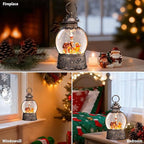 Christmas Snow Globes Lantern, Gingerbread Man Musical Snow Globes with Swirling Glitter Effects, USB/Battery Powered with 6-Hour Timer, Christmas Decorations