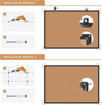 2-Pack Cork Board Bulletin Board 24 x 36, Black Aluminium Framed 2 x 3 Corkboard, Office Board for Wall Cork, Large Wall Mounted Notice Pin Board with 32 Push Pins for School, Home & Office