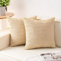 Aegero Pack of 2 Corduroy Decorative Throw Pillow Covers 26x26 InchSoft Striped Pillow Covers Modern Farmhouse Home Decor for Sofa Living Room Couch Bed（Beige）