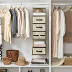 GRANNY SAYS Hanging Closet Organizers and Storage 6 Shelves, Closet Hanging Organizer with 5 Drawers, 6 Side Pockets Hanging Storage Organizer, Portable Clothes Organizer for Closet, Beige