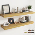 55 Inch Long Floating Shelves for Wall Set of 2, 12"D Wood Grain Bathroom Shelves with Invisible Brackets, Easy Install Engineered Wood Storage Shelves for Kitchen, Living Room, Bedroom, Oak Finish