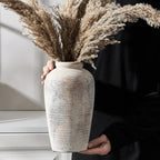Emotionally Grounded Vase, Vaseking Large Ceramic Rustic Vase, 11 inch Minimalist Decorative Farmhouse Tall Vases for Home Decor, Living Room, Enterway, Table Decoration, Gray
