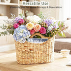 Magazines Holder - Wicker Magazine Rack, Handwoven Magazine Holders for Bathroom, Magazine Organizer for Books, Newspaper, Water Hyacinth Magazine Basket with Handle, 14x11.5x6.7inch