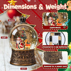 Christmas Snow Globes Lantern, Santa Claus and Reindeer Christmas Decorations Indoor, 6H Timer Battery & USB Powered Light Up Musical Snow Globes for Kids Women Adults Gift Thanksgiving Home Decor