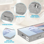 3 Inch Low Profile Under Bed Storage Drawer 2 Pack, Lightweight Underbed Clothes Storage Container Bins with NO STURCTURE, Shallow Storage Bag for Dorm & Home, With Clear Lids & Water-Resistant Fabric