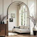 Prywot Full Length Mirror, Oversized 90"x46" Arched-Top Floor Mirror, Free Standing Mirrors, Modern Full Body Mirrors with Aluminum Alloy Frame for Bedroom,Living Room, Black