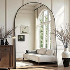 Prywot Full Length Mirror, Oversized 90"x46" Arched-Top Floor Mirror, Free Standing Mirrors, Modern Full Body Mirrors with Aluminum Alloy Frame for Bedroom,Living Room, Black