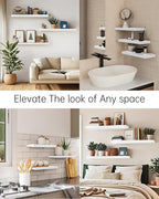 BAYKA White Floating Shelves for Wall, Set of 3, 22.5 Inches Wall Mounted Rustic Wood Shelves for Bathroom, Bedroom, Living Room or Kitchen, Hanging Shelf for Books/Storage/Decor/Display