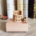 Natural Solid Wood Handcrafted Beech Wooden, Musical FigureTotoro/Carousel/Fairy/Ballerina Figurine,Rotating Hand Crank Mechanism Music Box,Musical Decorations (Colosseum)
