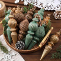 Yunlly 18 Pcs Neutral Christmas Ornaments Textured Christmas Tree Decor with Hanging Loop Matte Shatterproof Hanging Finial Ornaments Home Decor for Xmas Vintage Rustic Farmhouse (Nostalgic Color)
