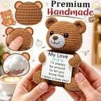 WELLBANEE My Love Gifts for Him Her, Positive Crochet Bear Gift for Husband Wife Boyfriend Girlfriend, Romantic Birthday, Handmade Emotional Bear