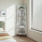 VECELO Large Tall Corner Shelf, 66.93" H 5-Tier Corner Storage Organizer, Freestanding Corner Display Rack for Living Room Bedroom Home Office, White