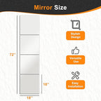 Delma Frameless Mirror Tiles 18"x18"x4 Pcs Wall Mounted, Shatter Resistant Full Length Tempered Glass Panels for Home Gym Bathroom Bedroom & Living Room Decor