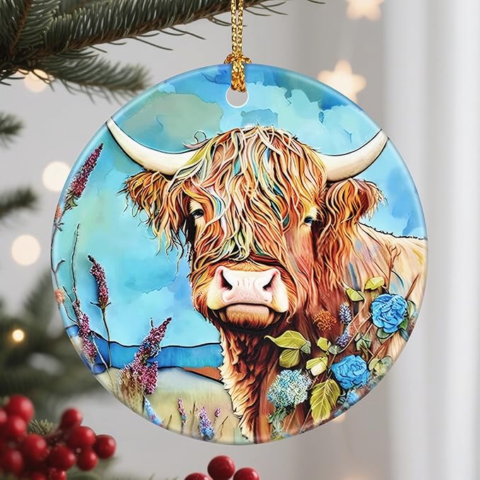 Christmas Ornaments, Cow Ornament, Christmas Tree Ornaments, Xmas Decorations, Holiday Decorations, Gifts for Cow Lovers, Holiday Party Gifts, and Xmas Gift Ideas