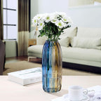 Christmas Flower Glass Vase Blue Gold Two-Toned Floreros Unique Decorative Vase 12.0" Vases Decorations for Centerpieces, Home Decor,Bouquet,Holiday Table