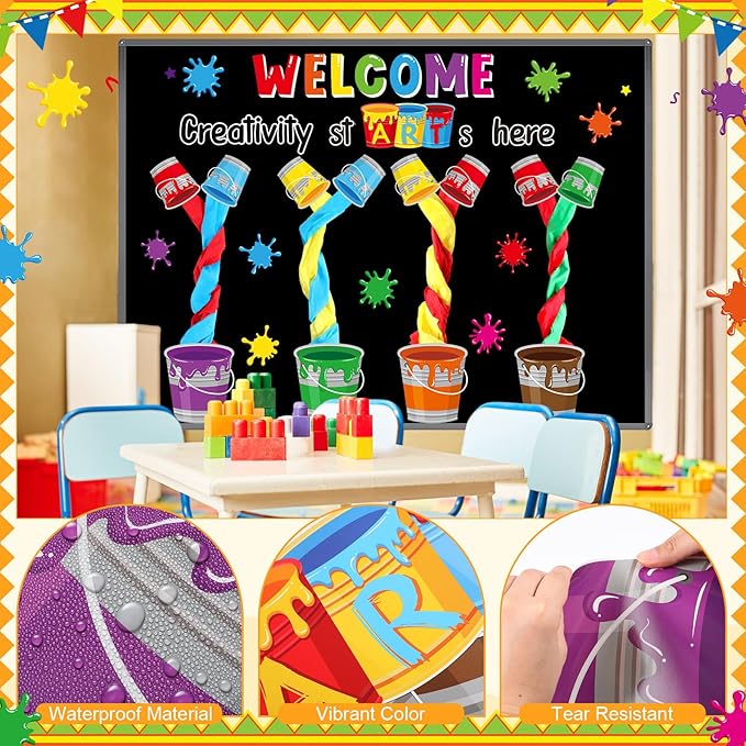 Epakh Painting Art Bulletin Board Set Painting Art DIY Classroom Decorations 3D Paper Cutouts for Back to School Preschool Elementary Summer Window Chalkboards Wall Door Decor