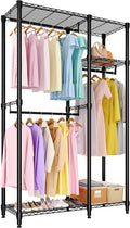 Heavy Duty Clothes Rack,Load 705LBS Garment Rack Portable Closet,Free Standing Closet Organizers and storage with Adjustable Shelves, Hanging Rods, Dividable Black 76.5"H x 41.6"L x 15.5"W