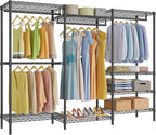 VIPEK V5 Plus Large Portable Closet Rack Freestanding Wardrobe Closet, Multi-Functional Clothes Rack Heavy Duty Metal Clothing Rack for Hanging Clothes, 85.4" L x 15.7" W x 76.4" H, Black