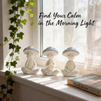 3 Pcs Mushroom Decor Figurines - Meditation Decor Statues for Living Room, Bedroom, Office - Resin Sculptures for Mindfulness Enthusiasts Home Decor Lovers Nature Lovers (Grayish White)