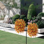Homsunny Artificial Fsll Faux Hanging Flowers Plants Basket for Outdoor Decoration,Fake Silk Orange Mums planters UV Resistant Look Real for Home Porch Patio Yard Outside Autumn Decor (Yellow Orange)