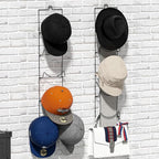 LINFIDITE 10 Pack Hat Rack Hanger Holder Organizer Flexible Multi Hook Wall Mounted Over Door Baseball Cap Display Storage Rack Cap Holder, Closet HangingStorage Rack w Hanging Hook Black