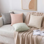 MIULEE Pack of 2 Spring Corduroy Decorative Throw Pillow Covers 20x20 Inch Soft Boho Striped Pillow Covers Modern Farmhouse Home Decor for Summer Sofa Living Room Couch Bed Light Green