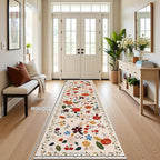 U'Artlines 2' x 10' Colorful Floral Runner Rug for Hallways Kitchen Rugs Soft Non Slip Washable Floor Carpet Runners for Entryway Laundry Room Bathroom Beige