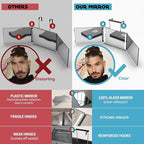 The 360 Mirror - 3 Way Mirror for Self Hair Cutting - Adjustable Trifold Barber Mirro to Cut Your Own Hair - Tri Fold Self Haircut System for Men - Three Sided Mirro for Haircuts (With LED)