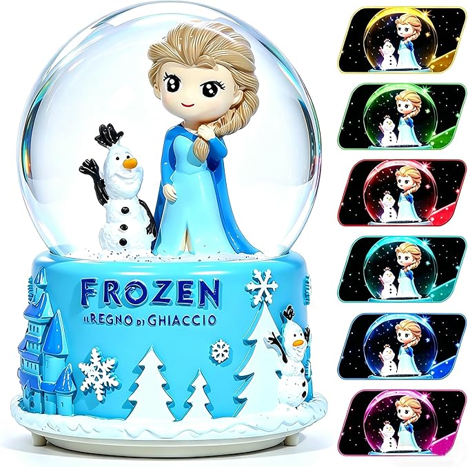 Snow Globe, Princess Snow Globes for Girls, Music Snowglobe with Automatic Snowflakes, Christmas Birthday Princess Gifts for 6 7 8 9 10 11 12+ Year Old Girls Kids