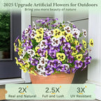 MARTINE MALL 18 Bundles Look Real Artificial Flowers for Outdoors, Realistic Fake Outdoor Flowers, UV Resistant Silk Pansy Flowers for Outside Faux Flower Plants for Outdoor Porch Garden, Mixed Colors