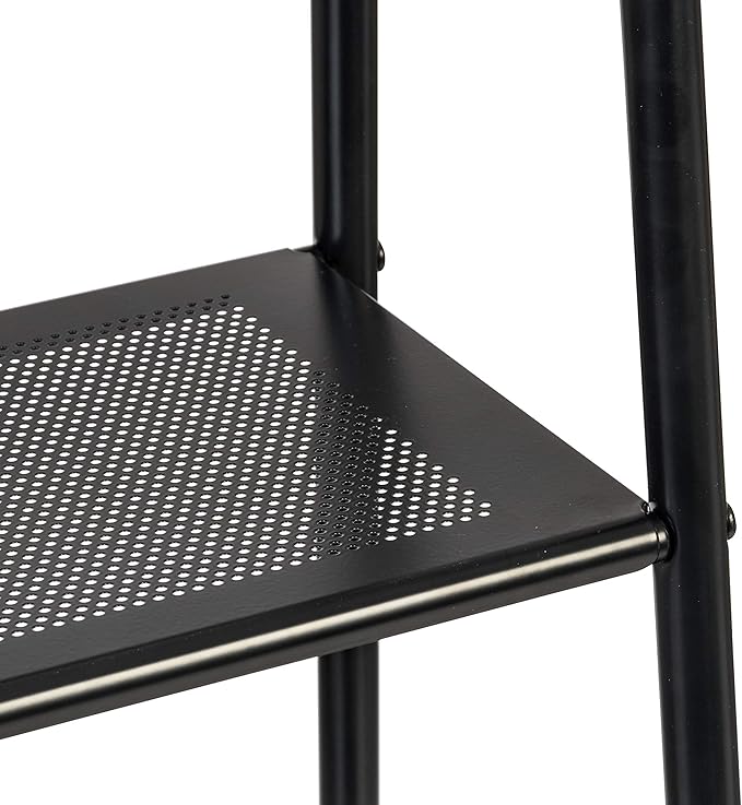 IRIS USA Clothes Rack with 4 Metal Shelves, Freestanding Clothing Racks for Hanging Clothes, Easy to Assemble, Standing Metal Sturdy Garment and Accessories Rack, Small Space Storage Solution, Black