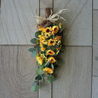 Artificial Sunflower Teardrop Swag, Spring Sunflower Swag, Summer Teardrop Wreath, Sunflower Flowers Wall Hanging, Artificial Eucalyptus Teardrop Swag for Front Door Home Party Wedding Decor(#1)